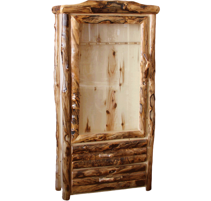 Aspen Log 2 Drawer Gun Cabinet Rustic Log Furniture Of Utah