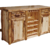 Aspen Log 60"W Log Front Deluxe Bar w/ Liquid Glass, 4 Wine Shelves, & Wine Glass Rack