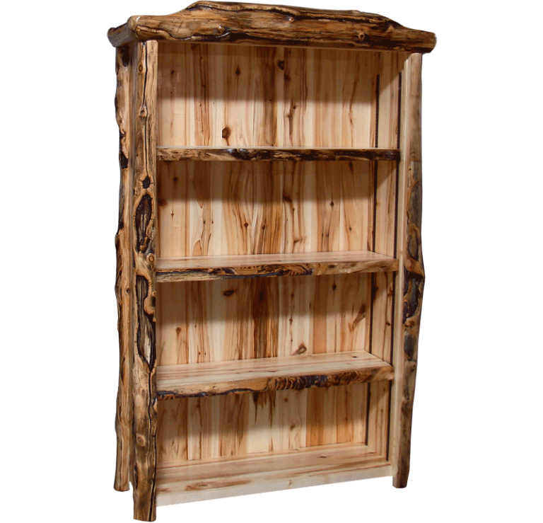 Aspen Log 75 Inch Tall Bookcase Rustic Log Furniture of Utah