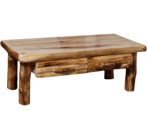 24"x48" Aspen Standard Coffee Table w/ Log Front Drawer