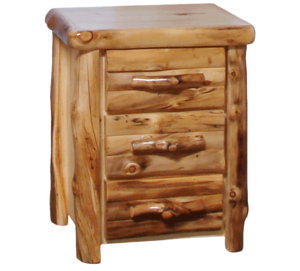 24"W Aspen Log Front 3 Drawer Nighstand