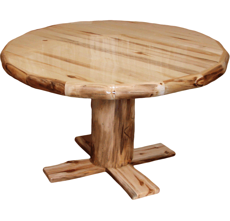 Aspen Log Rounded Dining Table Rustic, Aspen Round Dining Table