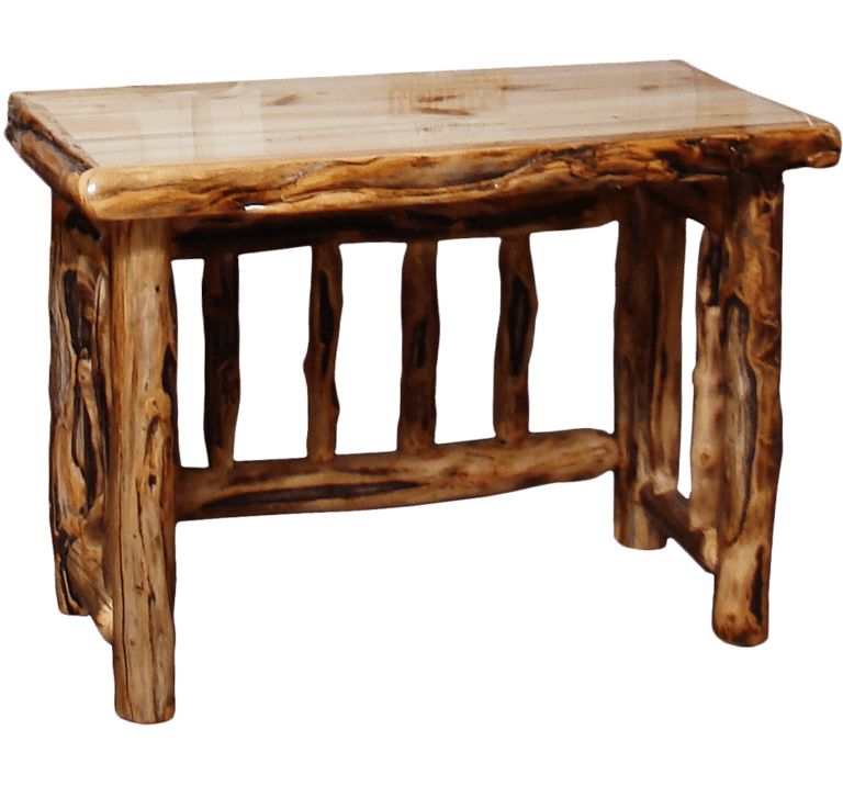 Aspen Log Spindled Table Desk Rustic Log Furniture of Utah