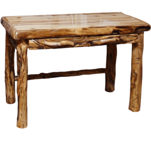 48"W Aspen Table Desk w/ Log Front Drawers w/ Gnarly & Liquid Glass Options