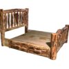 Aspen Log King Traditional Bed w/ Log Front Under Drawers & Gnarly Option