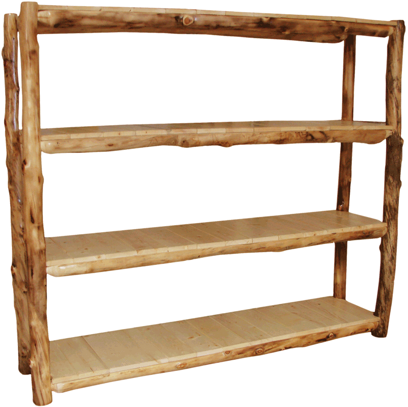 Aspen Log 65" Tall Display Shelf Rustic Log Furniture of Utah