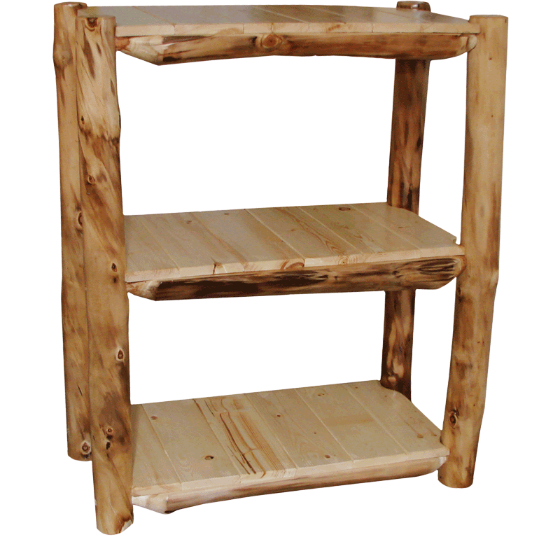 Aspen Log 45 Inch Tall Display Shelf Rustic Log Furniture of Utah