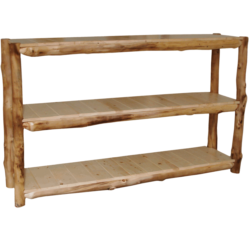 Aspen Log 35 Inch Tall Display Shelf Rustic Log Furniture of Utah