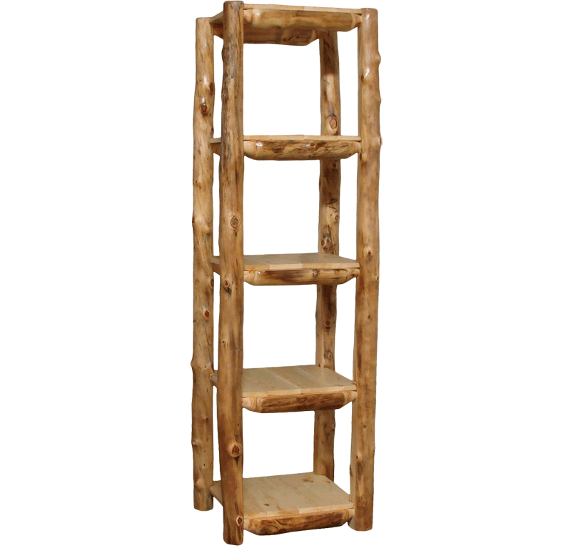 Aspen Log 85" Tall Display Shelf Rustic Log Furniture of Utah