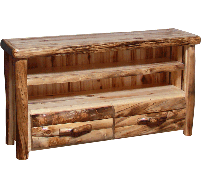 Aspen Log 1 Drawer TV Stand Rustic Log Furniture of Utah