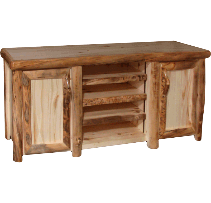 Aspen Log TV Stand Rustic Log Furniture of Utah