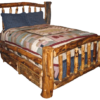 Aspen Log Queen Standard Bed w/ Jumbo Logs & Log Front Under Drawers