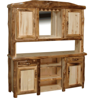 Aspen Log Bar Buffet and Hutch Set