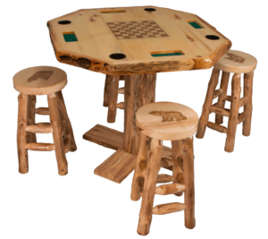 Aspen Log Round Game Table w/ Cup Holders