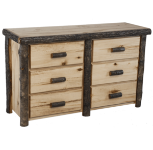 Hickory Log 6 Drawer Dresser 60