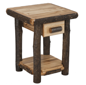 Hickory Log End Table with Drawer