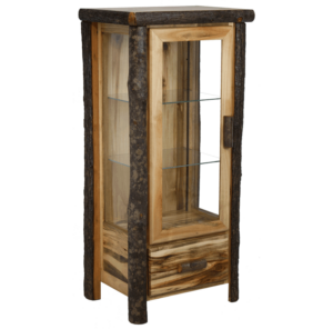 Hickory Log 1 Drawer Curio Cabinet