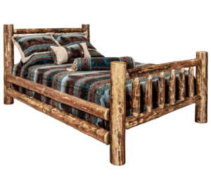 Skip-Peeled Pine Log Standard Bed (Extra Bark)