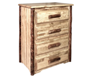 Skip-Peeled Pine Log 4 Drawer Chest (More Bark S&L only)