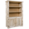 Skip-Peeled Pine Log Bookcase With Storage Unfinished