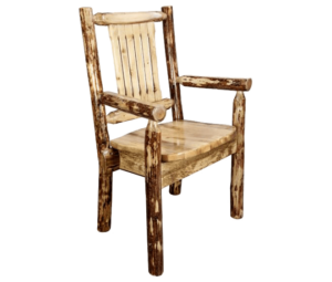 Skip-Peeled Pine Log Captains Chair Stained and Lacquered