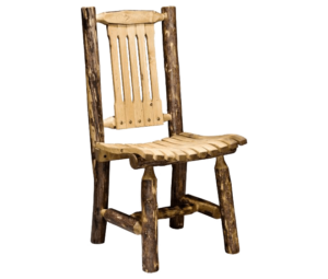 Skip-Peeled Pine Log Patio Chair Stained and Lacquered