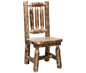 Skip-Peeled Pine Log Childs Chair Stained and Lacquered