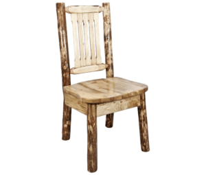 Skip-Peeled Pine Log Dining Side Chair Stained and Lacquered