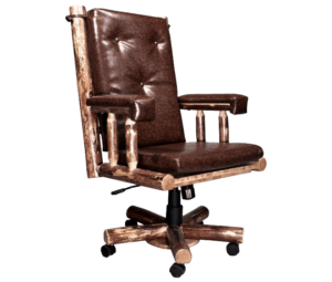 Skip-Peeled Pine Log Office Chair Stained and Lacquered