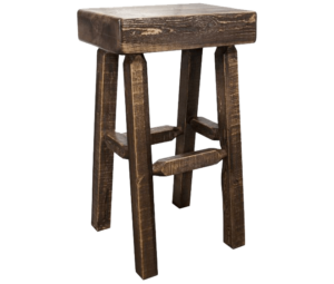 Rough Sawn Half Log Barstool Stained and Lacquered