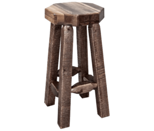 Rough Sawn Pine Barstool - No Back Stained and Lacquered