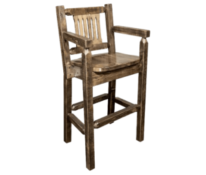 Rough Sawn Pine Captains Barstool Stained and Lacquered