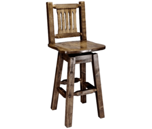 Rough Sawn Pine Swivel Barstool Stained and Lacquered