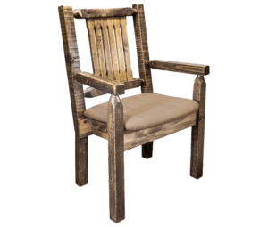 Rough Sawn Pine Captains Chair Stained and Lacquered
