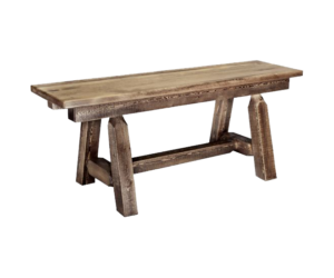 Rough Sawn Plank Style Pine Bench Stained and Lacquered