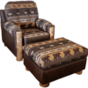 Aspen Log-Trimmed Chair & Ottoman