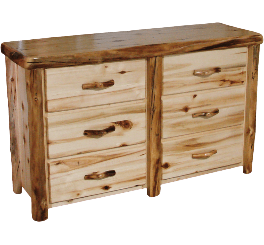 Aspen Log 6 Drawer Dresser Rustic Log Furniture of Utah