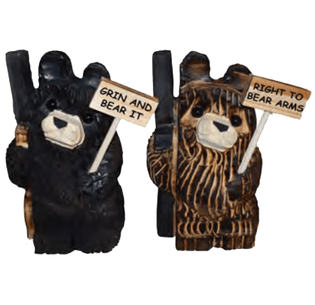 9 bear hunting holding sign