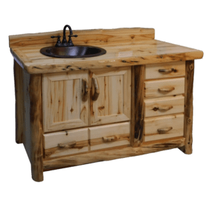 5 Drawer Vanity - 54" Wide - Flat Front with Liquid Glass Option