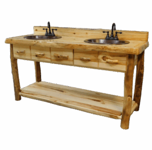 Aspen Log Couple's 2 Drawer Open Vanity